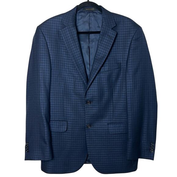 Jos. A. Bank Reserve Blue Black Check Silk & Wool Blazer Sport Coat 41R - Picture 1 of 11